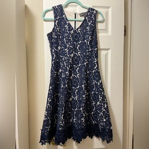 blue and cream lace Donna Ricco New York